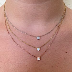 Dainty .925 Tri-color CZ three layer necklace